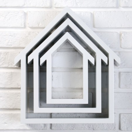 A set of wall shelves "houses" white, 3pcs, (36*33cm, 30*25cm, 22*17cm)-1