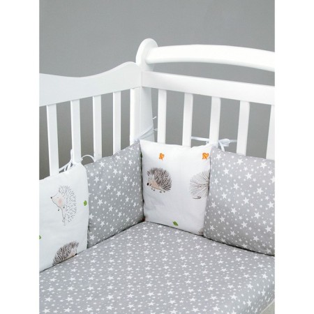 Set in a crib 3 objects of Amarobaby Baby Boom Baby Ezhik, White/Gray (Poplin)-8