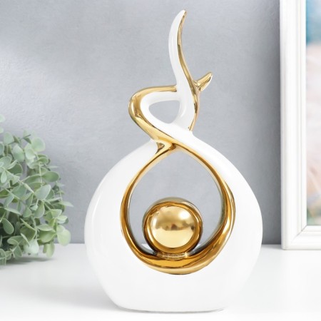 Souvenir Ceramics "Abstraction. Touch. Ball" White with gold 28x6x17 cm-3