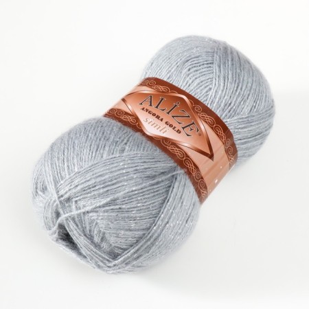 Yarn "Angora Gold Simli" 20% wool, 75% acrylic, 5% metallic 500m/100g (21 gray)-1