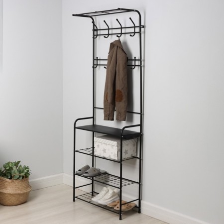 The rack in the hallway "Constant", 69 × 26 × 183 cm, black color-5