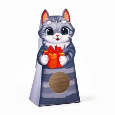 Folding box with a “kitten” window, 6 x 13 x 3.5 cm
