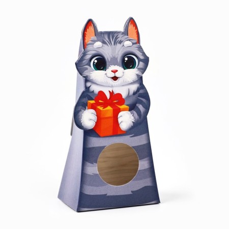 Folding box with a “kitten” window, 6 x 13 x 3.5 cm