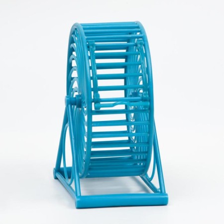 Rodent wheel on the base, plastic, 12.5 cm, blue-1