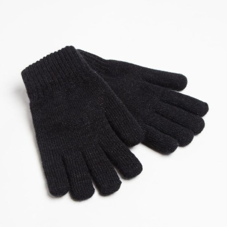 Gloves female two -layer minku plain, size 6.5, black color-1