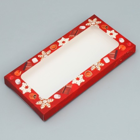 Box for chocolate "Magic moments", with a window, 17.3 x 8.8 x 1.5 cm, New Year-1