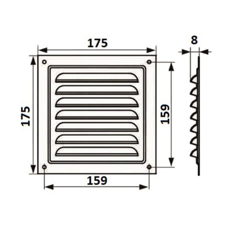 Ventilation grate Zein Lux RM1717C, 175 x 175 mm, with a grid, metal, gray-6