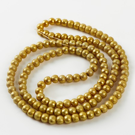 Glass beads, set 140 pcs., Size 1 pc. - 6 mm, color yellow gold-2