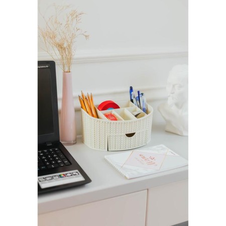 Organizer "Knitting", with a box, color white rattan-4