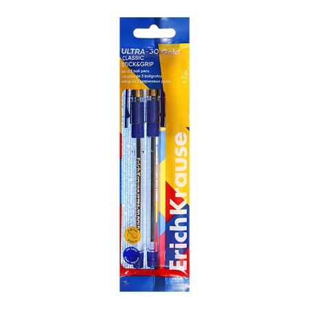 A set of 3 ballpoints, Erichkrause, Ultra-30 Gold Stick & Grip Classic Knot 0.7 mm color Blue Blue-2