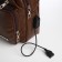 Male sling bag made of artificial leather, with USB, dark brown color