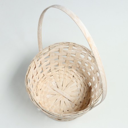 Wicker basket, d21 x 10/34 cm, white, bamboo-2