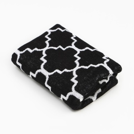Terry Ethel "Ornament" white on black, 50x90 cm, 100% cotton, 420 g/m2-1