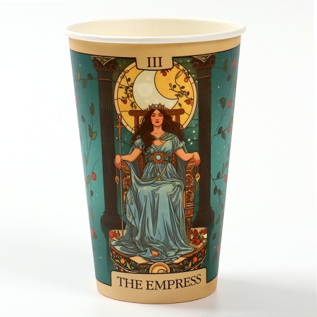 A one -time paper cup for coffee "Tarot Empress", 400 ml-1