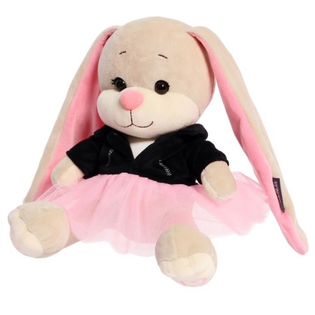 Soft toy "Bunny Lin", in a black jacket and a pink skirt ", 20 cm-1