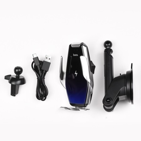 Hoco S14 car holder, wireless charging, 2 A, 15 W, silver-4