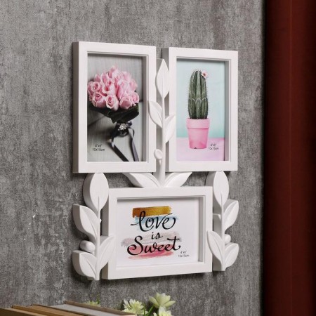 Photo frame Plastic in 3 photos 10x15 cm "Rostock" white 31.5x26x2 cm-1