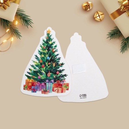 Postcard, decor on chubby tape "Happy New Year!" Christmas tree, New Year-1