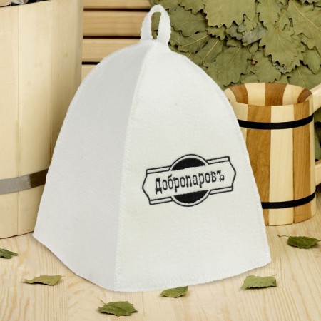 Classic hat is classic, white with black embroidery "Dobroparov"-1