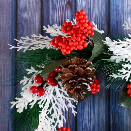 New Year's wreath D-16 cm "Winter magic" twigs and cones-1