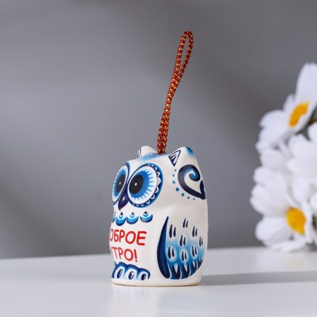 Souvenir bell "Owl. Good morning", Gzhel, 5cm-3