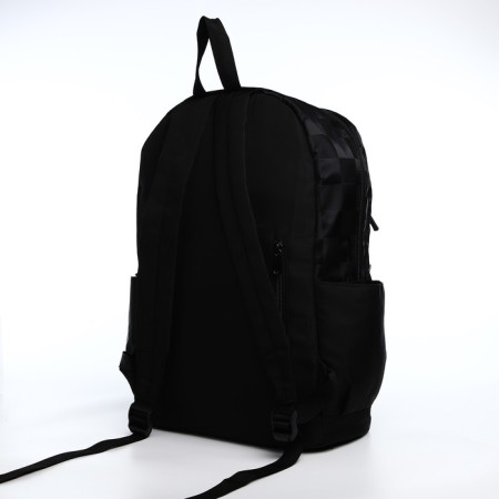 Youth backpack from textiles, 6 pockets, black color-3