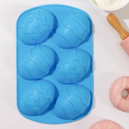 The form for baking the share "Easter. Easter eggs ”, silicone, 32.5 × 19.5 cm, 6 cells (9.7 × 6.8 cm), red color-7