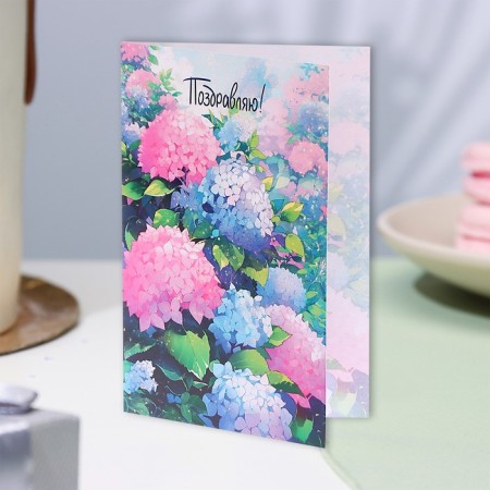 Postcard "Congratulations!" Hydrangea, a6-3
