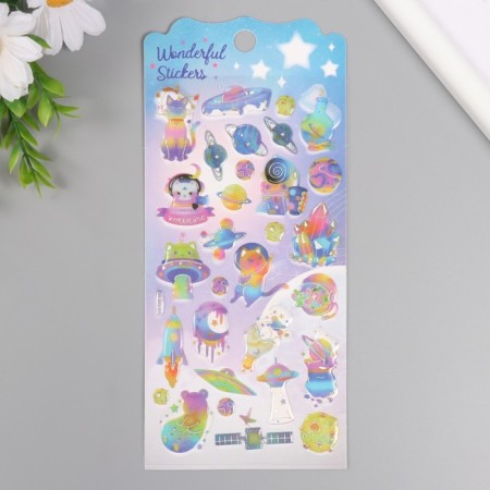 Stickers for creativity plastic "Space Adventures" 9.3x20.4 cm