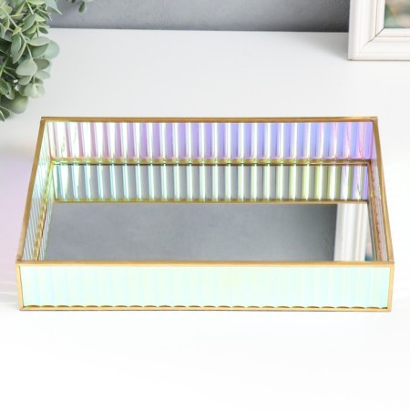 Standing interior glass with a mirror "rectangle. Rainbow stripes" 30x20x5 cm-1