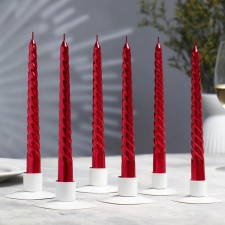 Set of candles of twisted, 1.9x 20 cm, 6 pieces, ruby ​​metallic