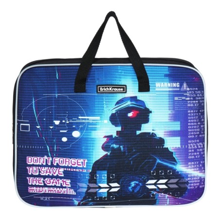 Folder with A4+handles, 360 x 290 x 70 mm, textile, Erichkrause Cyber ​​Game 60240