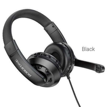 Headphones Borofone BO102, game, invoices, microphone, 3.5 mm, 1.2 m, black-1