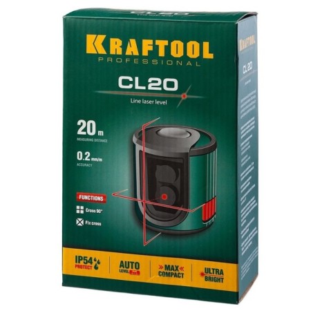 Laser Laser Kraftool Cl 20 34700, linear, super -horn, 2 rays, 20 m, ± 0.2 mm/m, IP54 391751-6