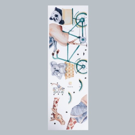 Sticker Plastic Interior Color "Giraffe on a bicycle rinses animals" 30x90 cm-1