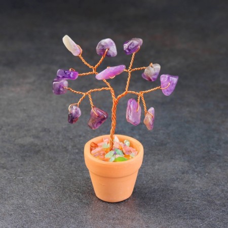 Souvenir in a pot "Wisdom tree. Amethyst", natural stone, 9 x 3.5 cm-2