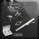 Set of men's “cufflink + tie clip” circle with engraving, black and white color in silver