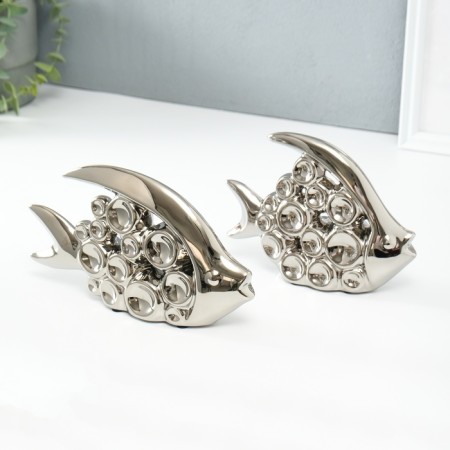 Souvenir ceramics "Two fish - bubbles" silver set 2 pcs 4.8x22x12 4.8x17.5x13 cm-4