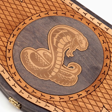 Wooden backgamber carved large "cobra", 45 x 45 cm-6