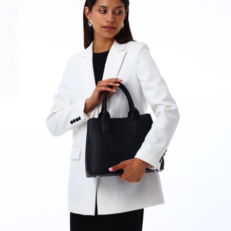 Women's bag with lightning, textura, average size, black color-8