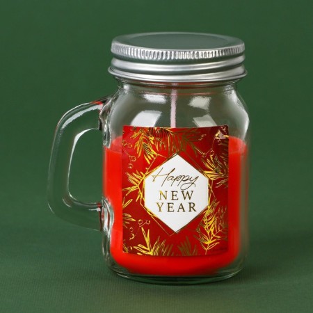 New Year's candle in a jar with a handle "Winter Patterns", the aroma of Babble Drama-1