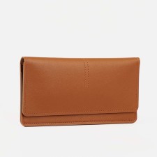 Women's wallet on the button, brown color