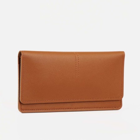 Women's wallet on the button, brown color