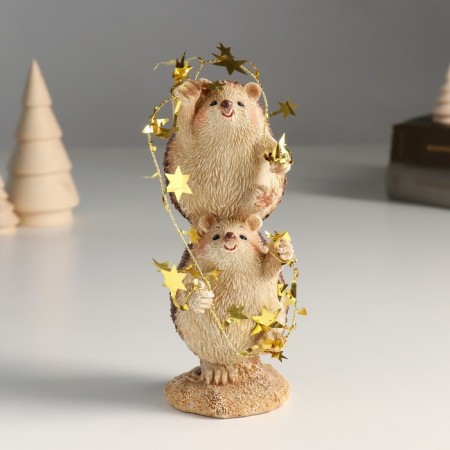 Souvenir Polystone "Hedgehogs with a garland with stars - acrobats" 6x7x15.5 cm