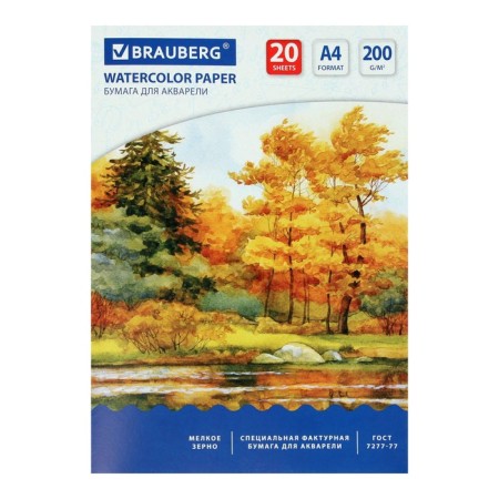A4, 210 x 297 mm watercolor folder, 20 sheets, block 200 g/m2, paper according to GOST 7277-77
