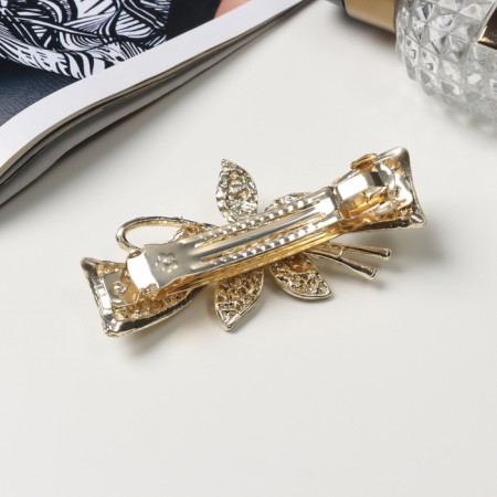 Hair clip for hair "Libya" Flower style, 8.5 cm, gold-1