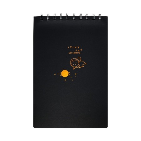 A5 sketchbook, 30 black sheets on the crest, "cat", solid substrate, density 110 gr., Mix-2