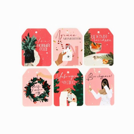 Schildik for a gift “Everything will come true!”, A set of 6 pieces, stylish girls, 6.5 x 5.1 cm-1