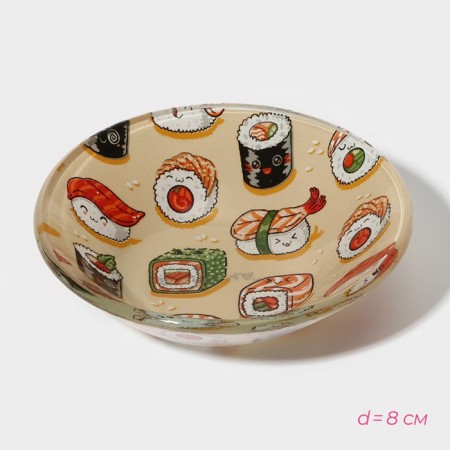 A set for sushi from glass “Seth”, 3 objects: saucepan 8 × 2 cm, 8 × 6 cm, stand 25 × 15 × 2 cm-5