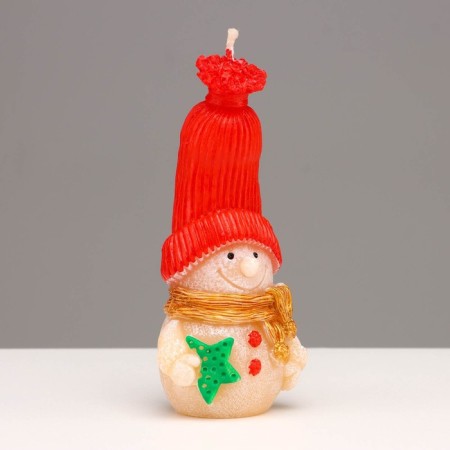 Decorative candle "Fairytale Snowman", 6.2x5x13.2 cm, red-3